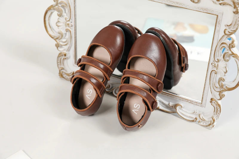 AS New Kids Shoes Children Leather Shoes Baby Girls Shoes Toddler Fashion Brown Flats Boys Moccasin Slip On Loafers Mary Jane