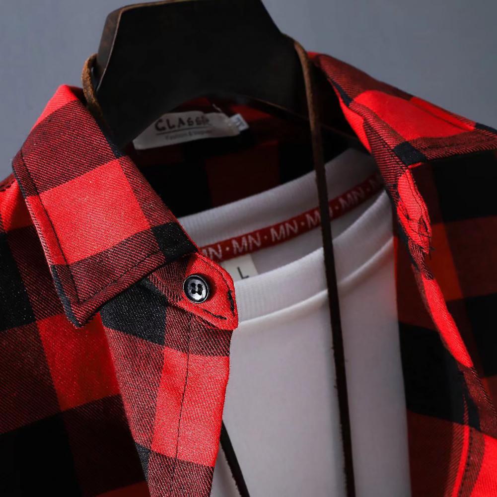 Plaid Shirt Men's Long Sleeve Korean Thin Buttons Men Autumn Mens Spring Casual Shirt Thin Coat Oversize Loose Shirt Cardigan