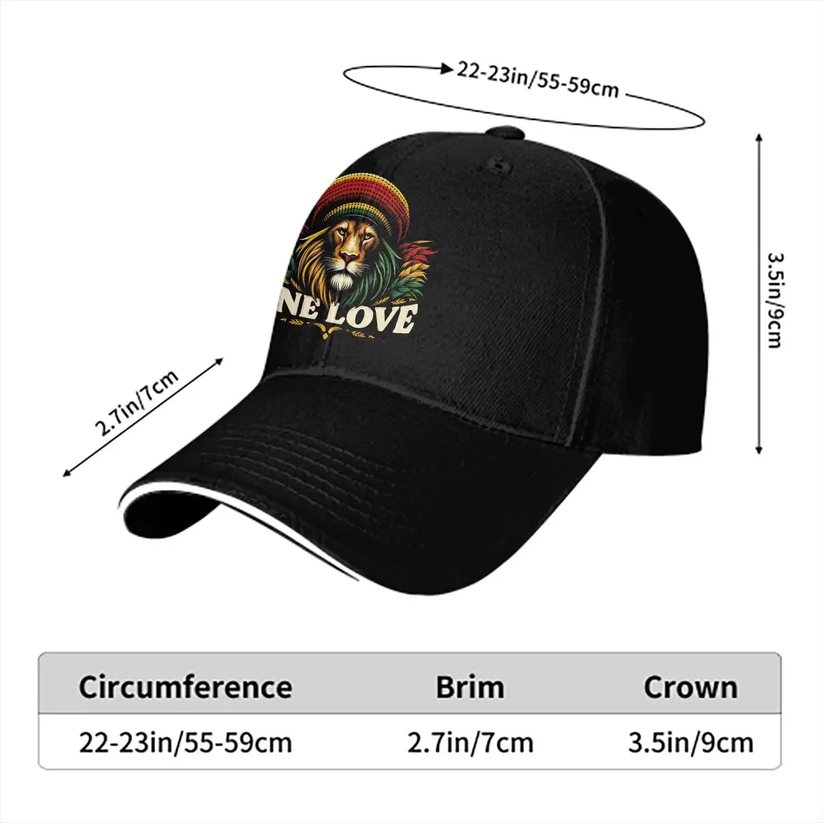 ONE LOVE Men Baseball Caps Peaked Cap Sun Shade Cycling Hat Rasta Lion Of Judah Rastafari Streetwear for Sun Protection