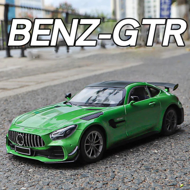 Large 1/18 Mercedes Benz AMG Gtr Model Car Metal Diecasts Vehicle Collectable Hobbies Sound & Light Miniature Toy For Boys Child