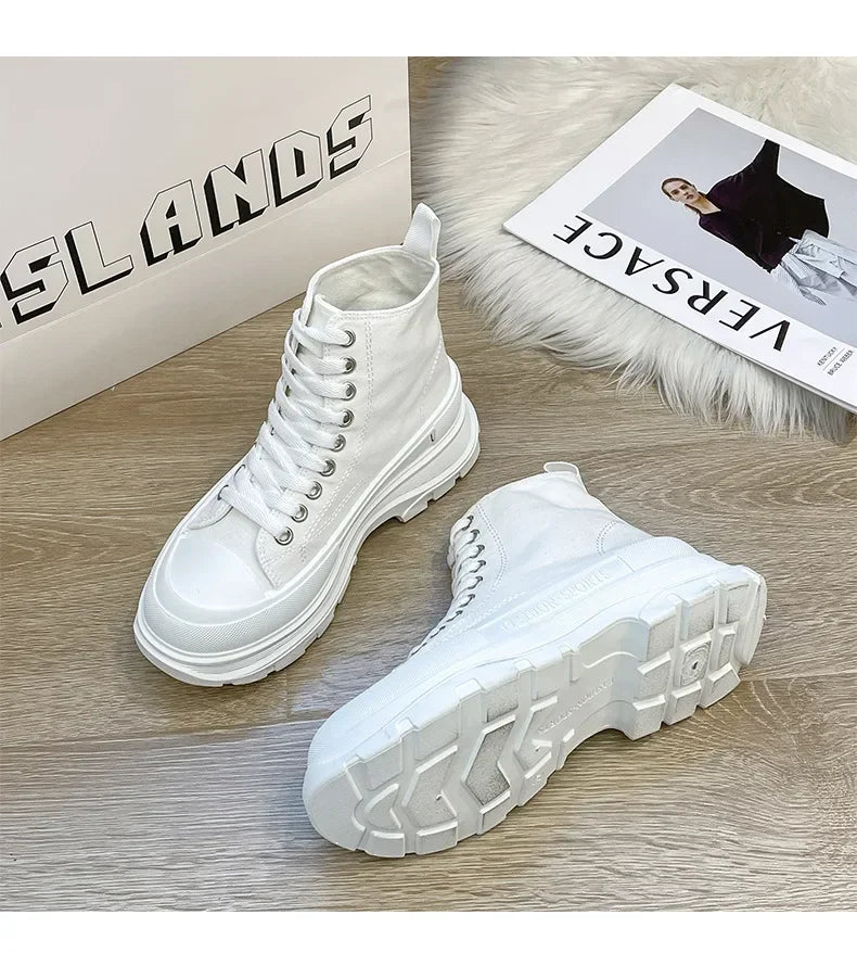 Hip Hop Platform Women's Shoes Models 2024 High Top Shoes Big Size Long Boots Sneakers Sports Athlete High-tech Shoses