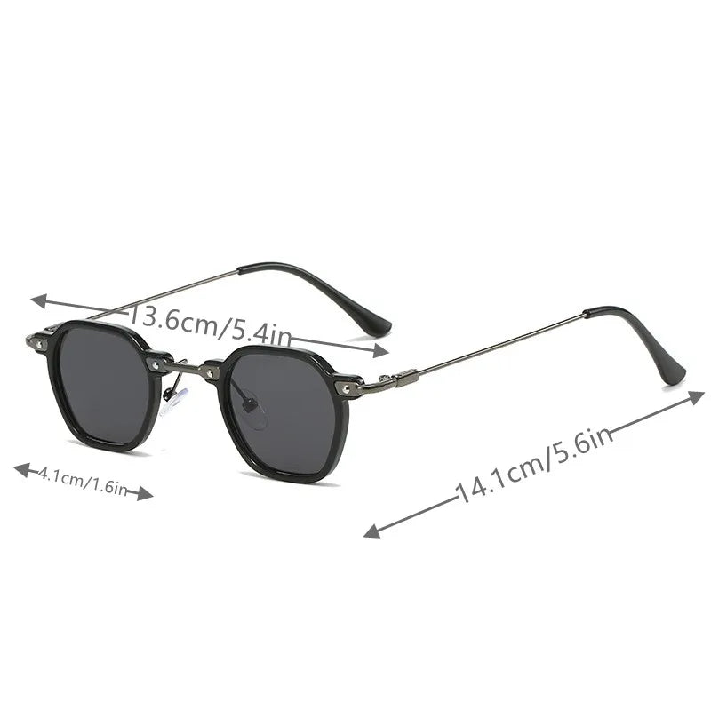 KLASSNUM Men Classic Punk Sunglasses Woman Vintage Small Frame Male Square Sun Glasses Female Retro Leopard Alloy Frame Shades