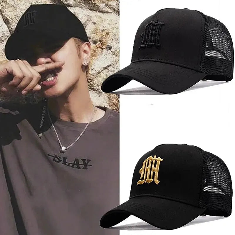 New Hat Men's Summer Thin High Top Baseball Cap Tide Big Head Fence Mesh Breathable Cap Sunscreen Sun Hat