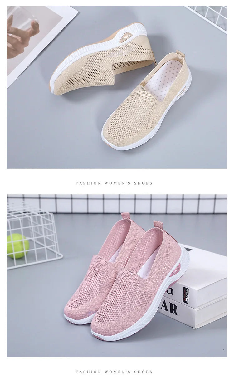 Women's Shoes Summer Comfort Plus Size Ladies Mesh Breathable Sneaker Socks Women Light Casual Sports Shoes Flat Women Loafers