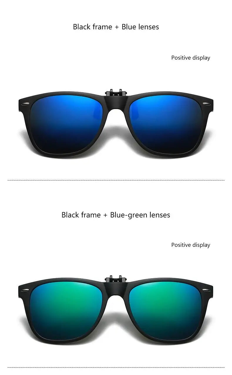 TR90 Polarized Clip On Sunglasses For Men Women Flip Up Photochromic Sunglasses Night Vision Driving Glasses