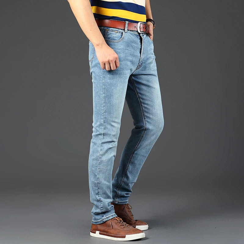 2024 Spring Autumn Men's Stretch Straight Fit Jeans Men's Denim Pants Brand New Style Trousers Mens Wear