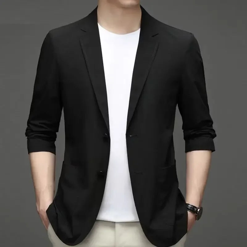 Casual Business Fashion Suit Jacket New 2024 Autumn Slim Fit Western Style Men's Clothes For Middle-aged Men Smooths Silhouette