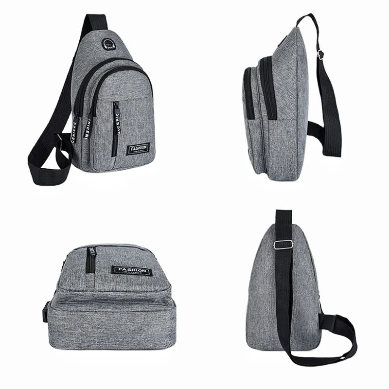 Business Men's Chest Bag Shoulder Messenger Bag Casual Canvas Travel Bag Waist Bag Multifunctional Waterproof Storage Bag