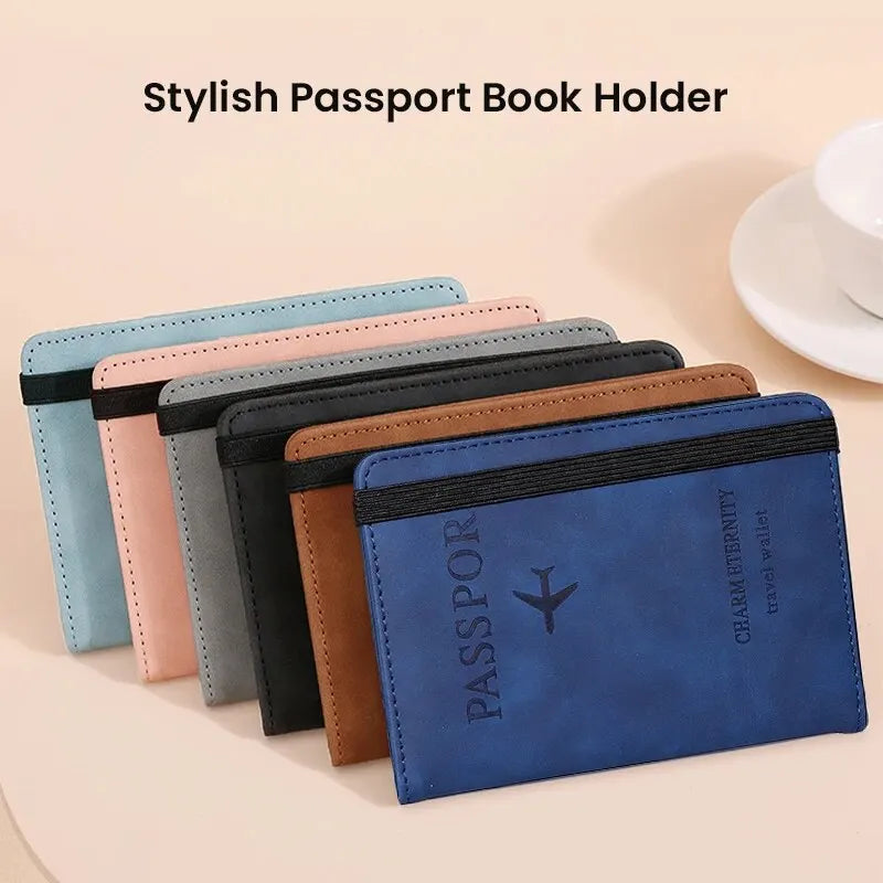 RFID-Blocking Passport Holder Wallet - PU Leather Cover for Men & Women, Card Holder, Travel Essential for Family Vacations