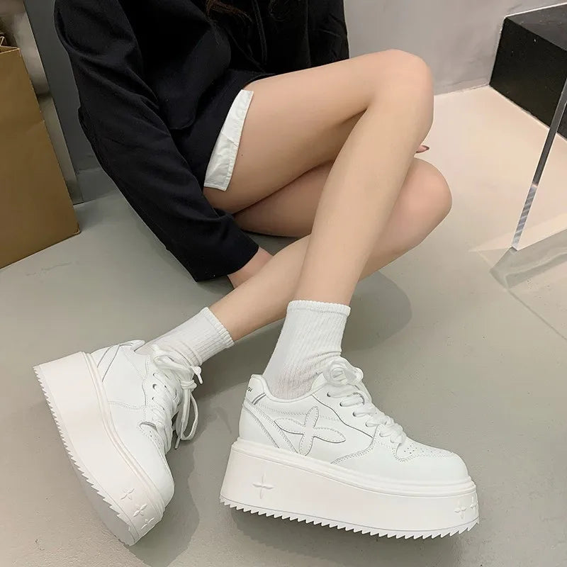 Summer Platform Lace Up Women Sport Shose Flats Sneakers Shallow Shoes 2024 Soft Sole Walking Casual Shose Outdoor Sneakers Lady