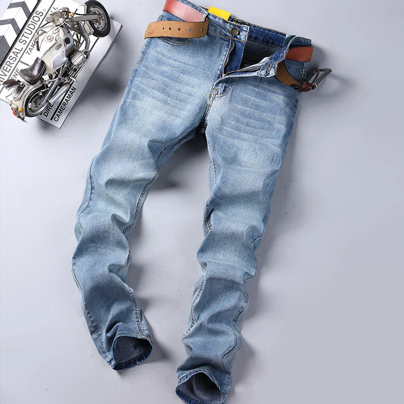 2024 Spring Autumn Men's Stretch Straight Fit Jeans Men's Denim Pants Brand New Style Trousers Mens Wear