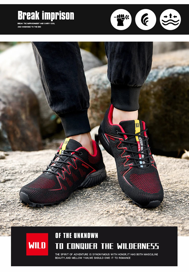 2024 New Men Running shoes Outdoor Breathable Anti-skid Wear-resistant Lace-up Sneakers Male Jogging Training Travel Sport Shoes