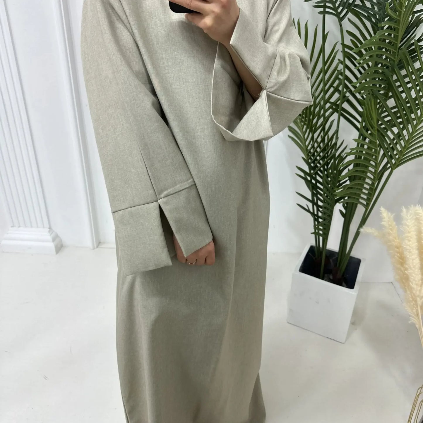 Closed Linen Abaya Luxury Dubai Plain Muslim Hijab Dress Turkish Basic Abayas for Women Saudi Islam Prayer Clothes Casual Kaftan