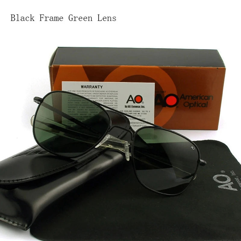 Pilot Sunglasses Men Tempered Glass Lens Top Quality Brand Designer AO Sun Glasses Male American Army Military YQ1003