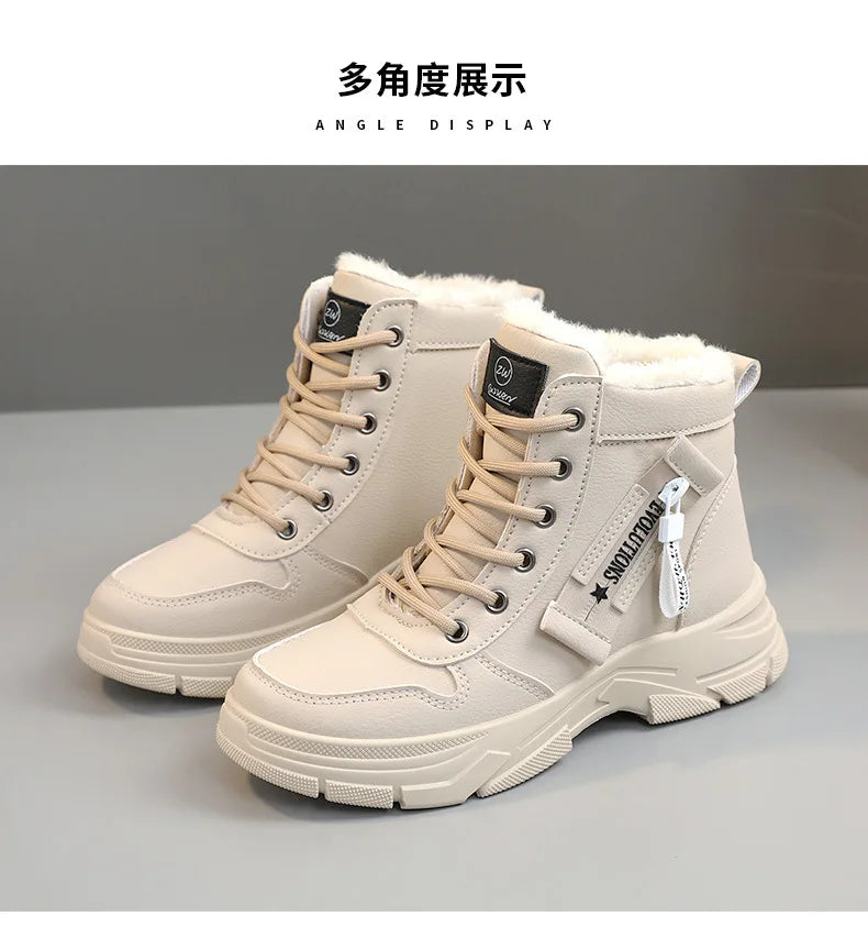 2023 New Winter Thick-soled Women Sneakers Warm Plus Velvet Cotton Shoes Large Size 42 Height-increasing Platform Women's Shoes