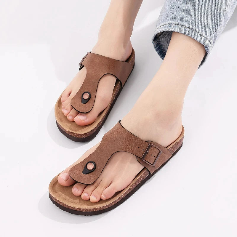 Crestar Summer Womens Cork Footbed Sandal Fashion Breathable Beach Cork Slippers Open Toe Slides Outside Non Slip Casual Shose