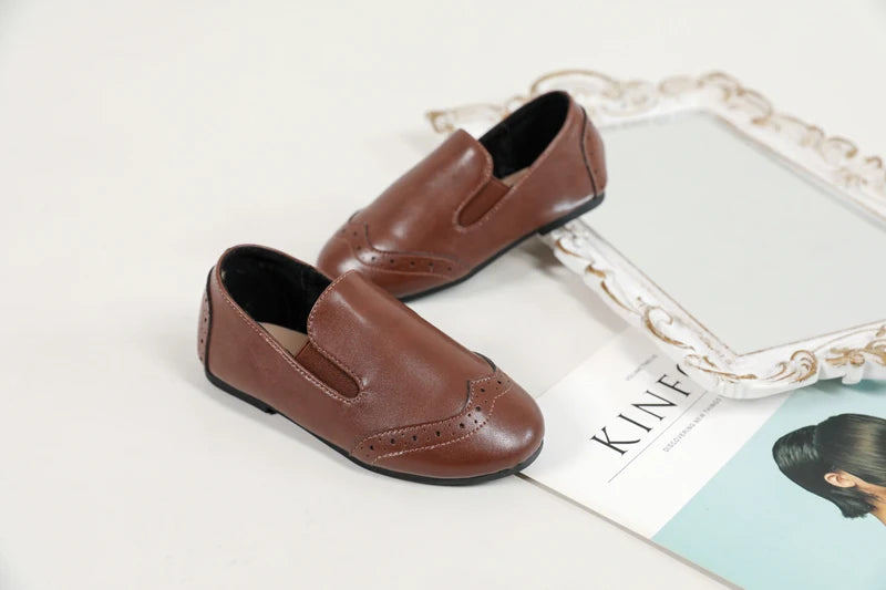 AS New Kids Shoes Children Leather Shoes Baby Girls Shoes Toddler Fashion Brown Flats Boys Moccasin Slip On Loafers Mary Jane