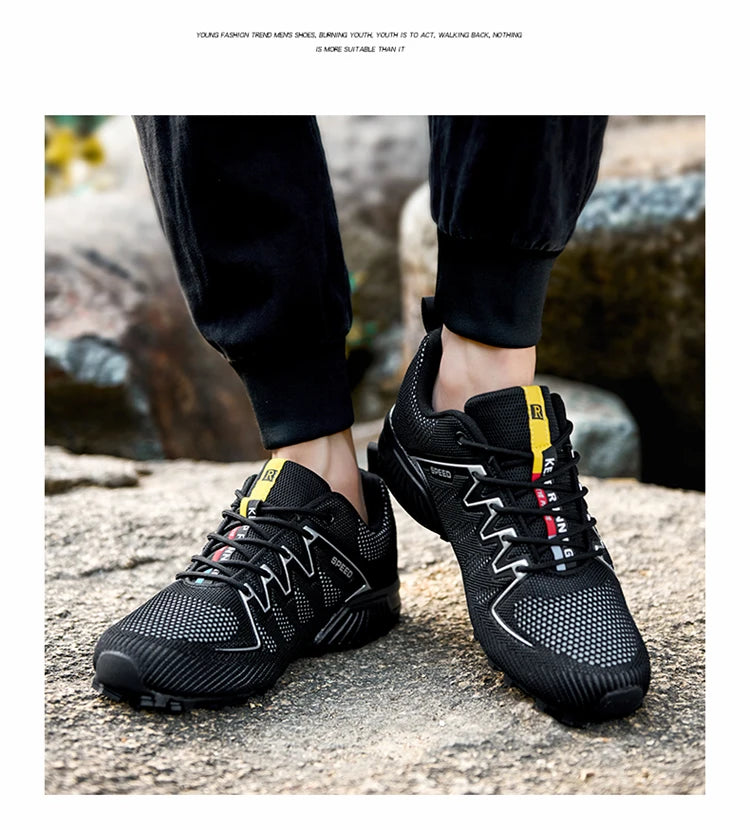 2024 New Men Running shoes Outdoor Breathable Anti-skid Wear-resistant Lace-up Sneakers Male Jogging Training Travel Sport Shoes