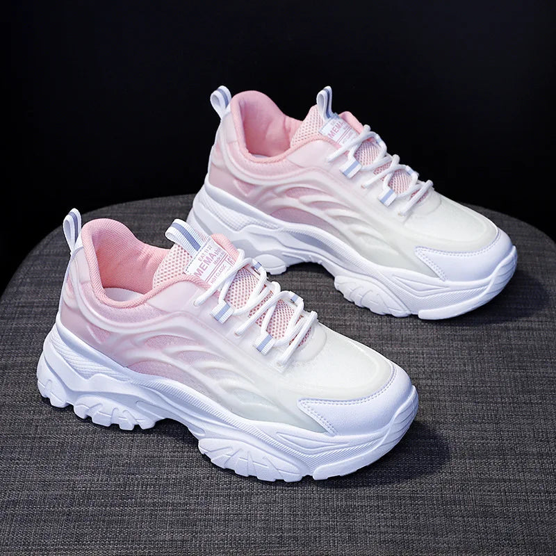 Shoes Mixed Colors Breathable Platform Sneakers 2023 New Casual All-match Mesh Lightweight Sprots Running Fashion Spring Autumn