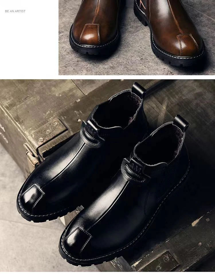 Genuine Leather Men's Boots High Quality Men Working Boots Brand Designer Men Casual Shoes British Style Ankle Botas para hombre