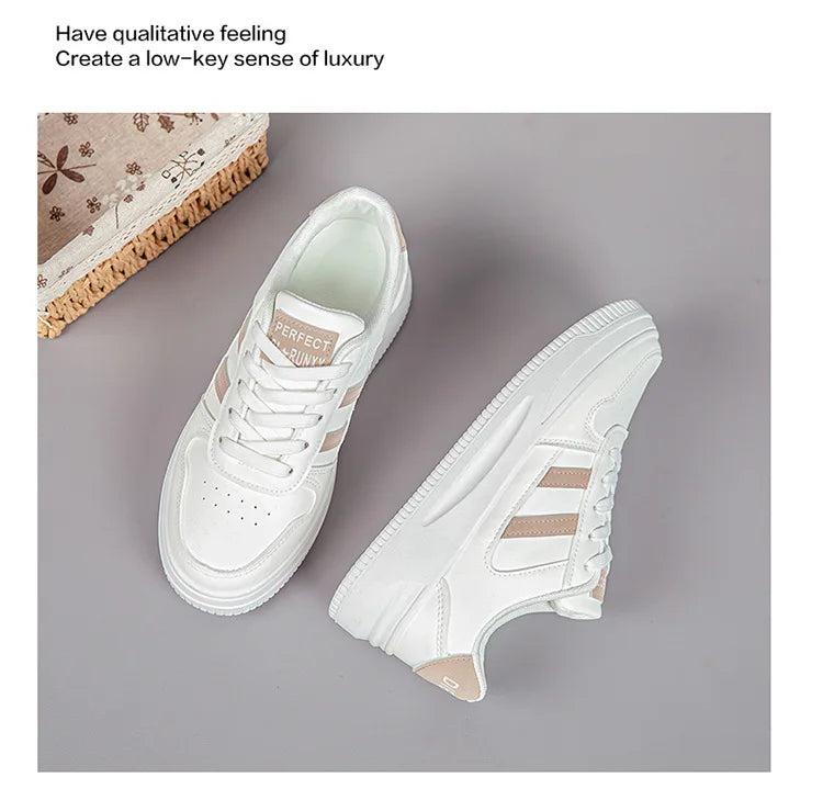 Thick sole white shoes Trendy flat shoes for women Comfortable, breathable vulcanized  2024 new sneakers  woman designer shoes