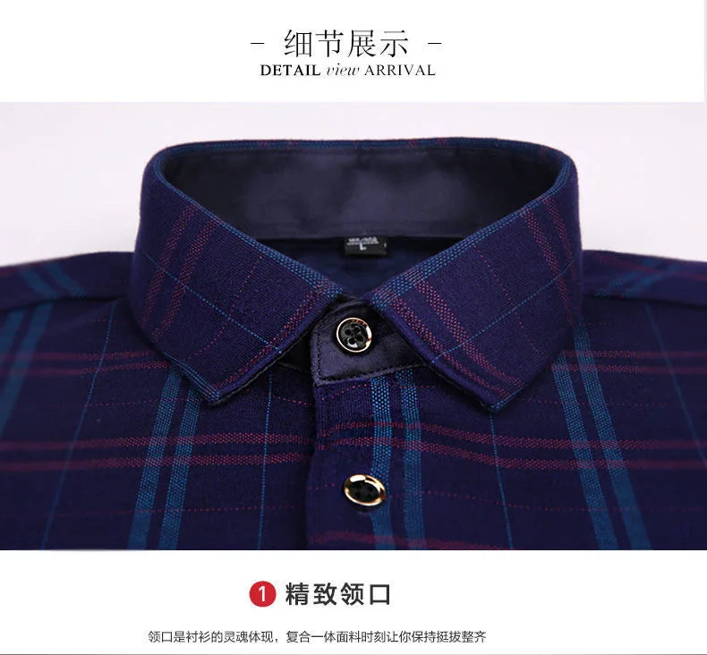 2024 Men's Autumn Winter Casual Fleece Plaid Shirt Fashion Soft Warm Turn Down Collar Long Sleeve Shirt Male High-Quality Tops