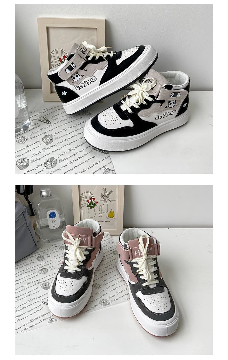 Autumn Winter High Top Sneakers Women Panda Sneakers for Teenage Girls Cute Womens Sports Shoes Kawaii Luxury Trend Ladies Shoes