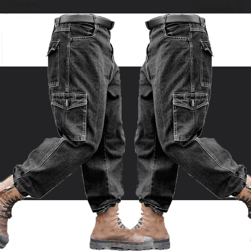 Overalls Pants Men's Clothing Trousers Wear-Resistant Anti-Scald Thickening Cotton Workwear Denim Work Pants Multiple pockets