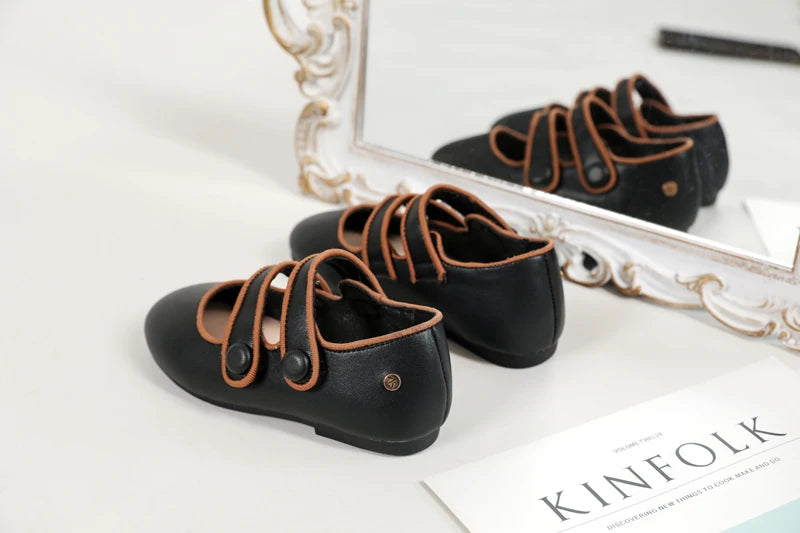 AS New Kids Shoes Children Leather Shoes Baby Girls Shoes Toddler Fashion Brown Flats Boys Moccasin Slip On Loafers Mary Jane