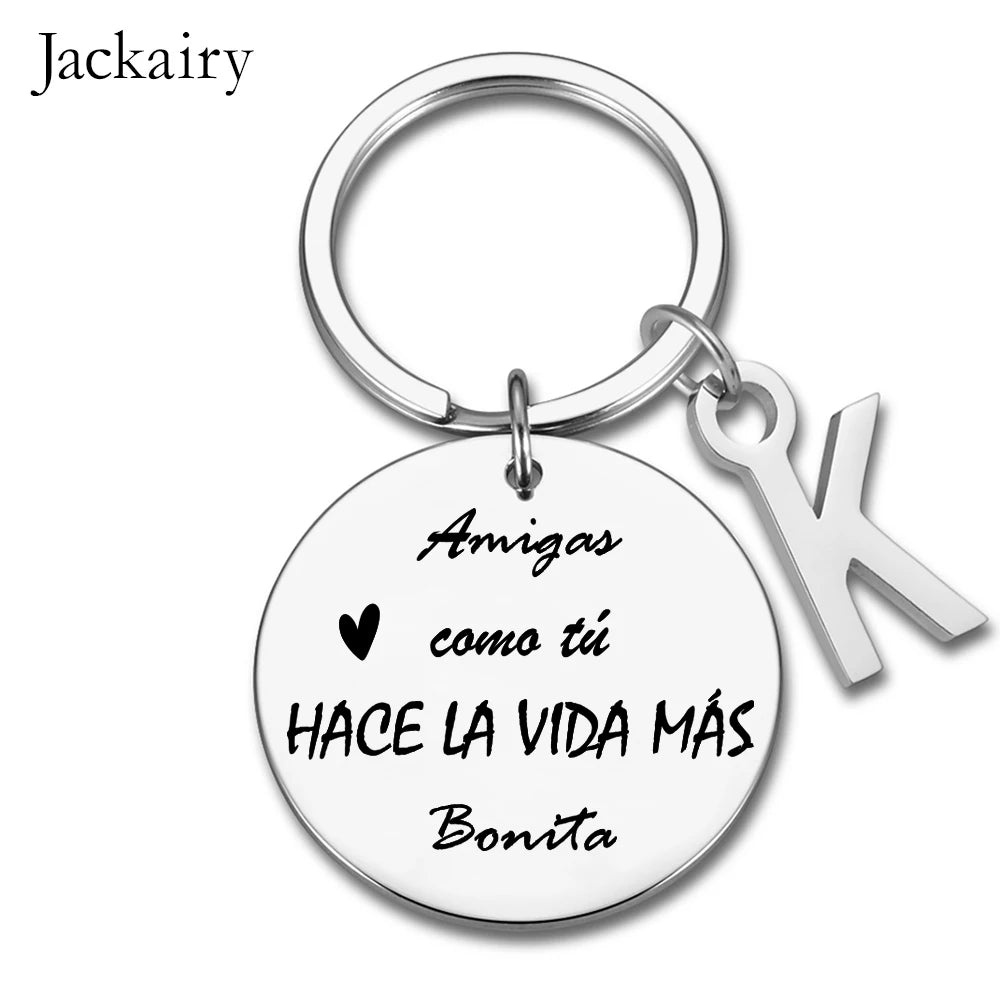 Spanish Friendship Keychain Gift for Sister BFF Amigas Como Tú HACE LA VIDA MÁS Bonita Charms Keyring Birthday Christmas Gifts