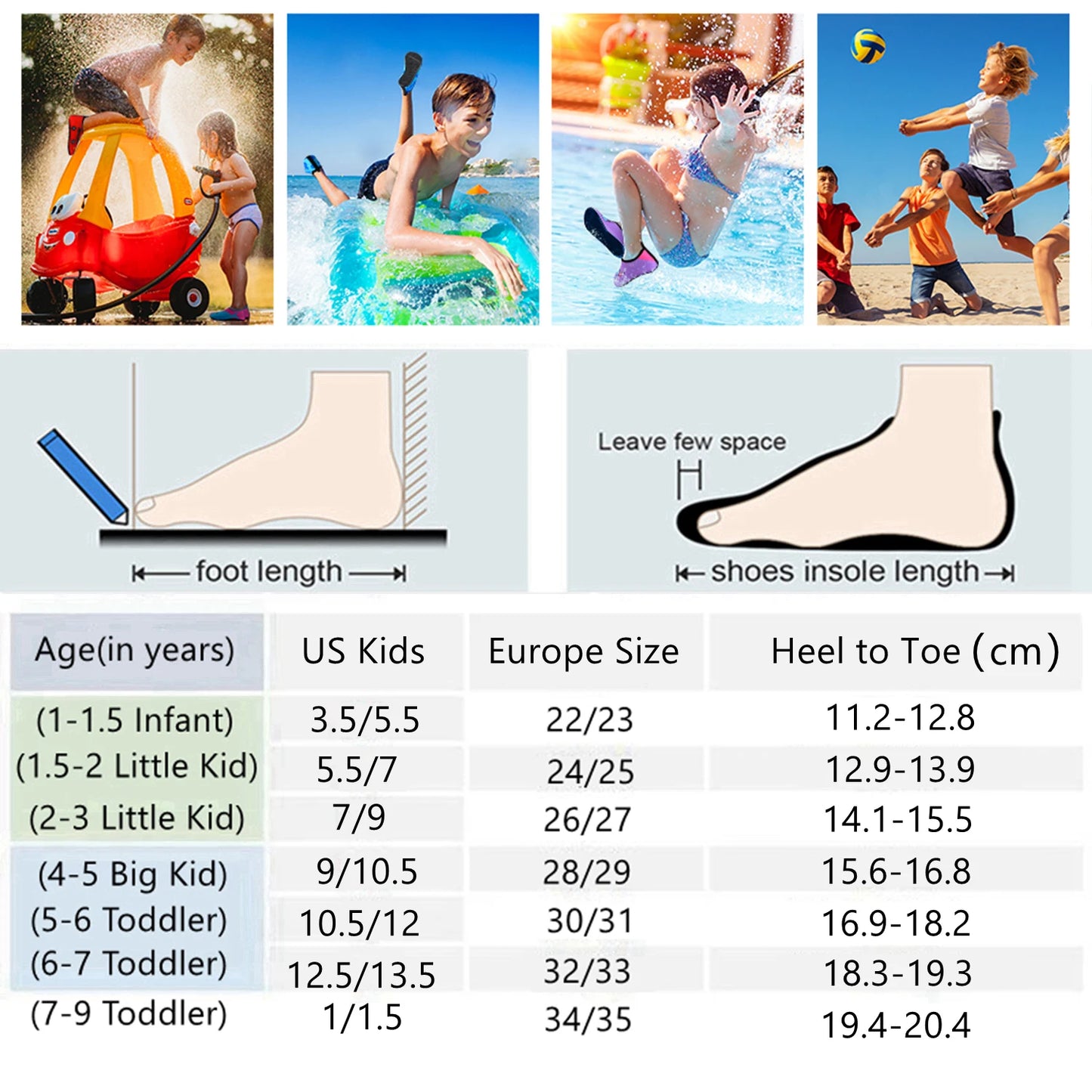 Kids Water Shoes Quick Dry Non-Slip Toddler Water Skin Barefoot Sports Swimming Beach Pool Shoes for Boys & Girls