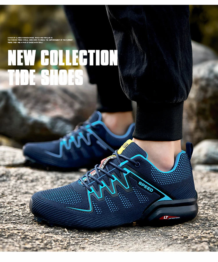 2024 New Men Running shoes Outdoor Breathable Anti-skid Wear-resistant Lace-up Sneakers Male Jogging Training Travel Sport Shoes