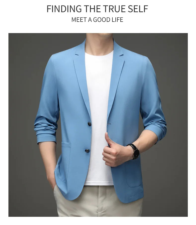 Chic & Sleek: Summer Slim-Fit Casual Suit Jacket for Fashion-Forward Style - Thin for Summer,UV Protection，Business Leisure