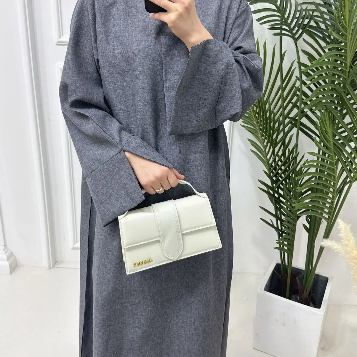 Closed Linen Abaya Luxury Dubai Plain Muslim Hijab Dress Turkish Basic Abayas for Women Saudi Islam Prayer Clothes Casual Kaftan