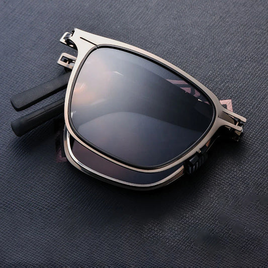 Portable Sunglasses New Ultra Light Stainless Steel Folding Sunglasses Fishing Polarized Retro Square Sunglasses HD Fashionable