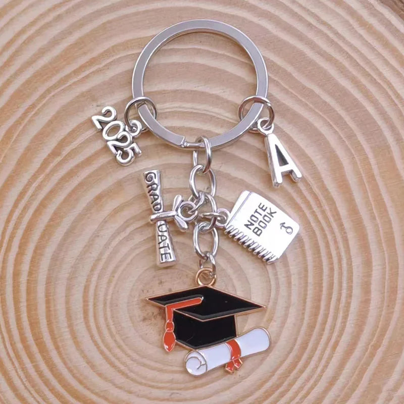 2024 New A-Z Graduation Ceremony Keychain, Cute Enamel Doctoral Hat Keychain Commemorative Graduation Ceremony