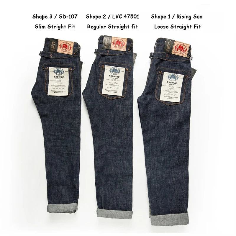 Red Tornado Men's Blacksmith Jeans Raw Selvage Denim Back-Buckle Pants 3 Types