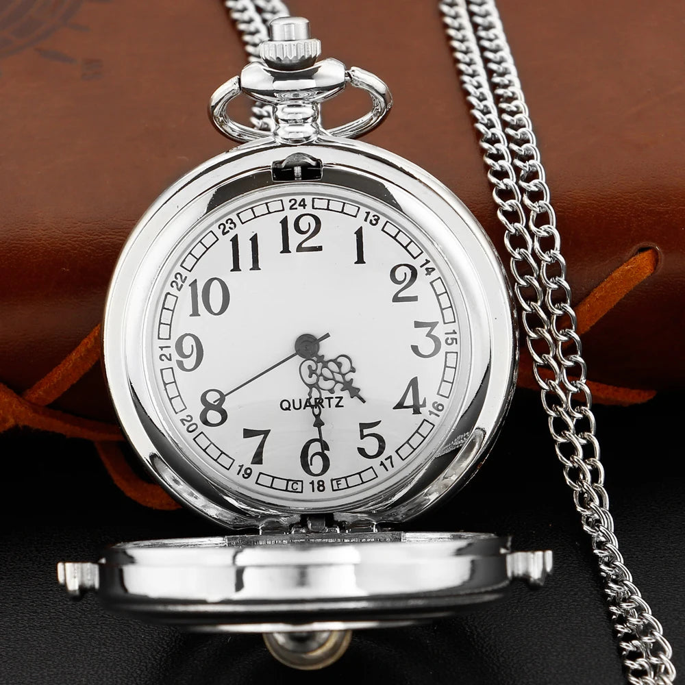 Exquisite Small Hourglass Silver Men's and Women's Quartz Pocket Watch Retro Fashion Necklace Pendant Student Festival Gift