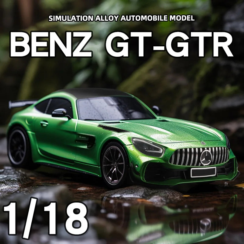 Large 1/18 Mercedes Benz AMG Gtr Model Car Metal Diecasts Vehicle Collectable Hobbies Sound & Light Miniature Toy For Boys Child