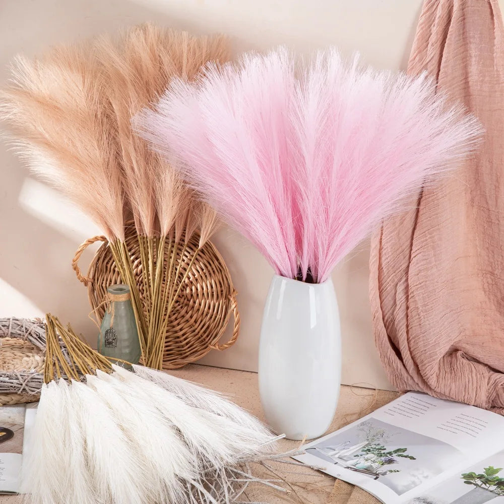 Artificial Pampas Grass 1/5/10/30pcs Fake Pampas Grass Flower Boho Wedding Bouquet Home Decor Table Flower Arrangement Decor