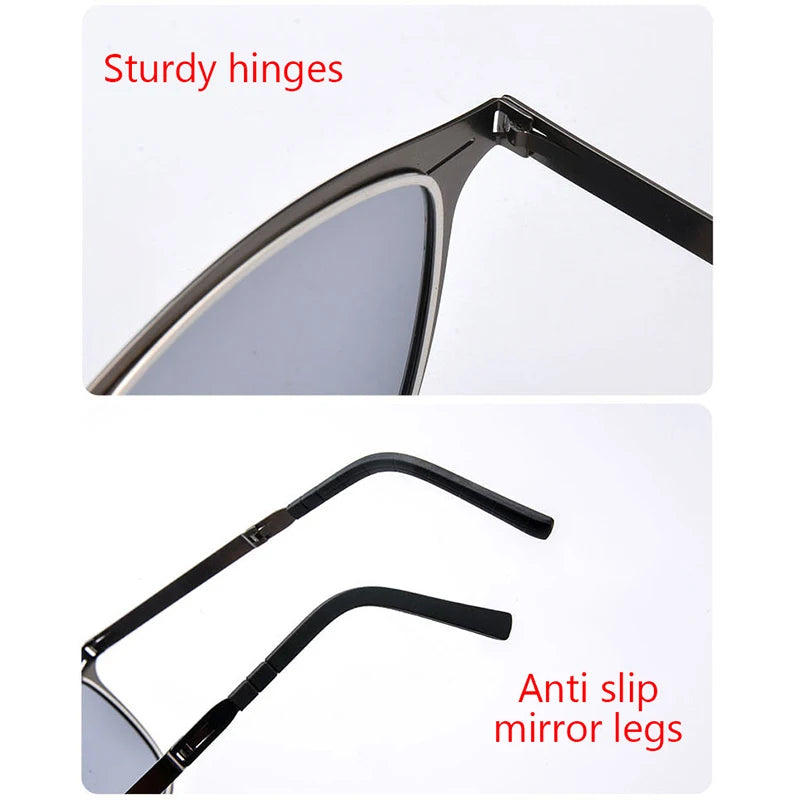 Portable Sunglasses New Ultra Light Stainless Steel Folding Sunglasses Fishing Polarized Retro Square Sunglasses HD Fashionable