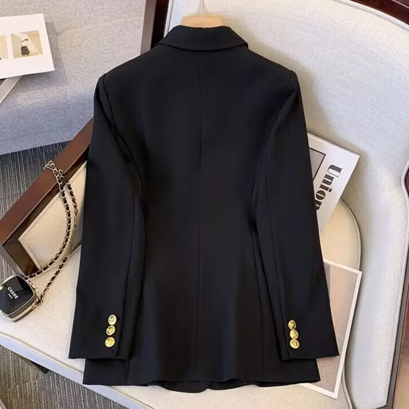 Woman Spring Autumn New in Solid Color Long Sleeve Tailored Collar Slim Fit Fashionable Loose Suit Slimming Top Size S-3XL