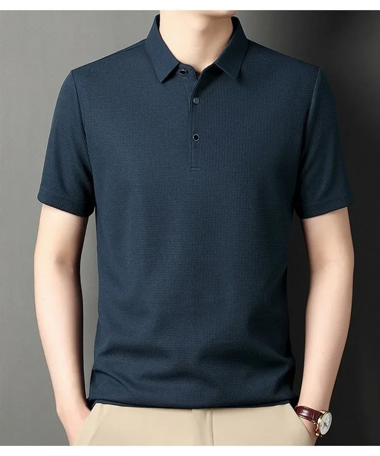 7 Colors Men's Short Sleeved Lapel Polo Shirt  Loose Fitting Men's Trendy Top Summer Solid Color T-shirt