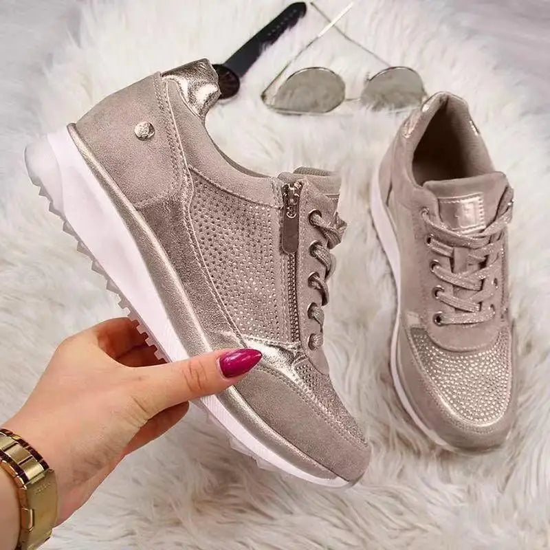 Summer Sneakers Women Solid Color Lace-up Versatile Platform Shoes Fashion Plus Size Vulcanize Shoes Zapatos De Mujer 2023