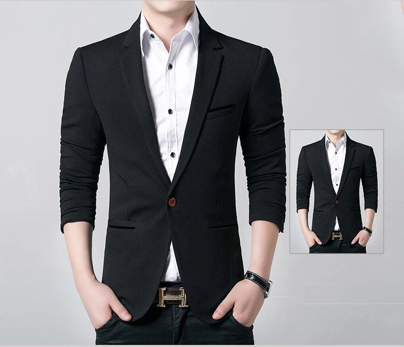 5XL-M Brand Mens Casual Blazers Spring Autumn Fashion Slim Fit Suit Jacket Single Breasted Business Office Social Blazers Hommes