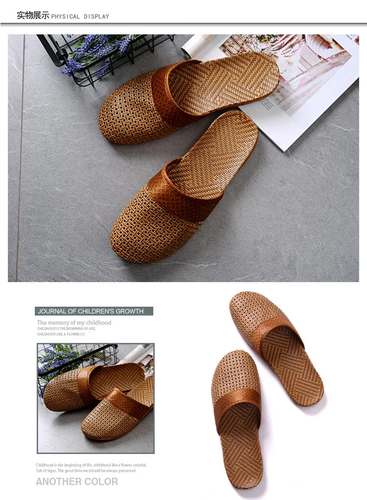 Women for Shose Slippers Summer Beach Flip Flops Breathable Linen Flat Slippers Female Casual Flax Bow Ladies Men Sandals