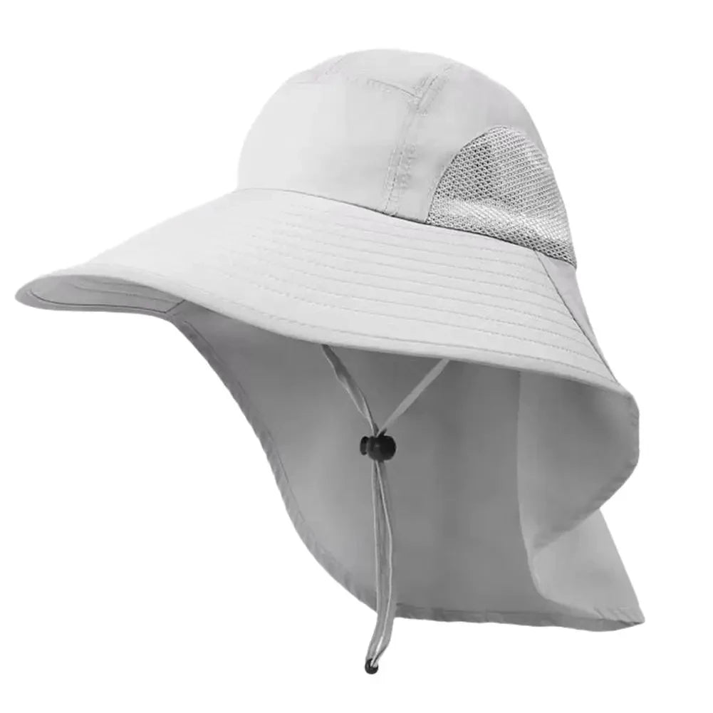 Wide Brim Sun Hat with Neck Flap for men women Adjustable Outdoor 50+UPF Protection Safari Cap Hiking Fishing Hat