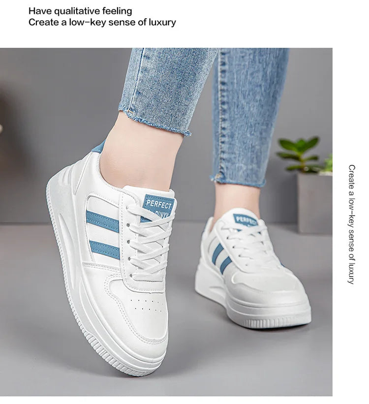 Thick sole white shoes Trendy flat shoes for women Comfortable, breathable vulcanized  2024 new sneakers  woman designer shoes