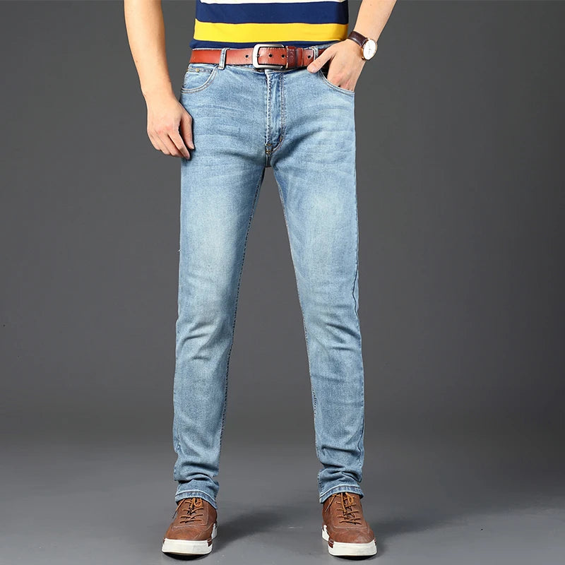 2024 Spring Autumn Men's Stretch Straight Fit Jeans Men's Denim Pants Brand New Style Trousers Mens Wear