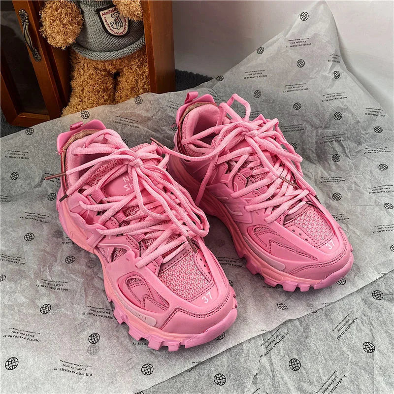 Brand Design Black Gray Women Sneakers Fashion New Men's Chunky Sneakers Lovely Pink Dad Shoes Trendy Girls Boys Casual Shoes